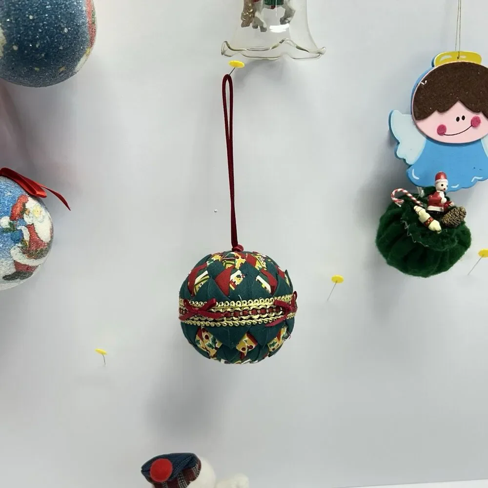 Vintage M&M Character Ornament Lot Fabric Quilted Baubles Pillow Candy Canes